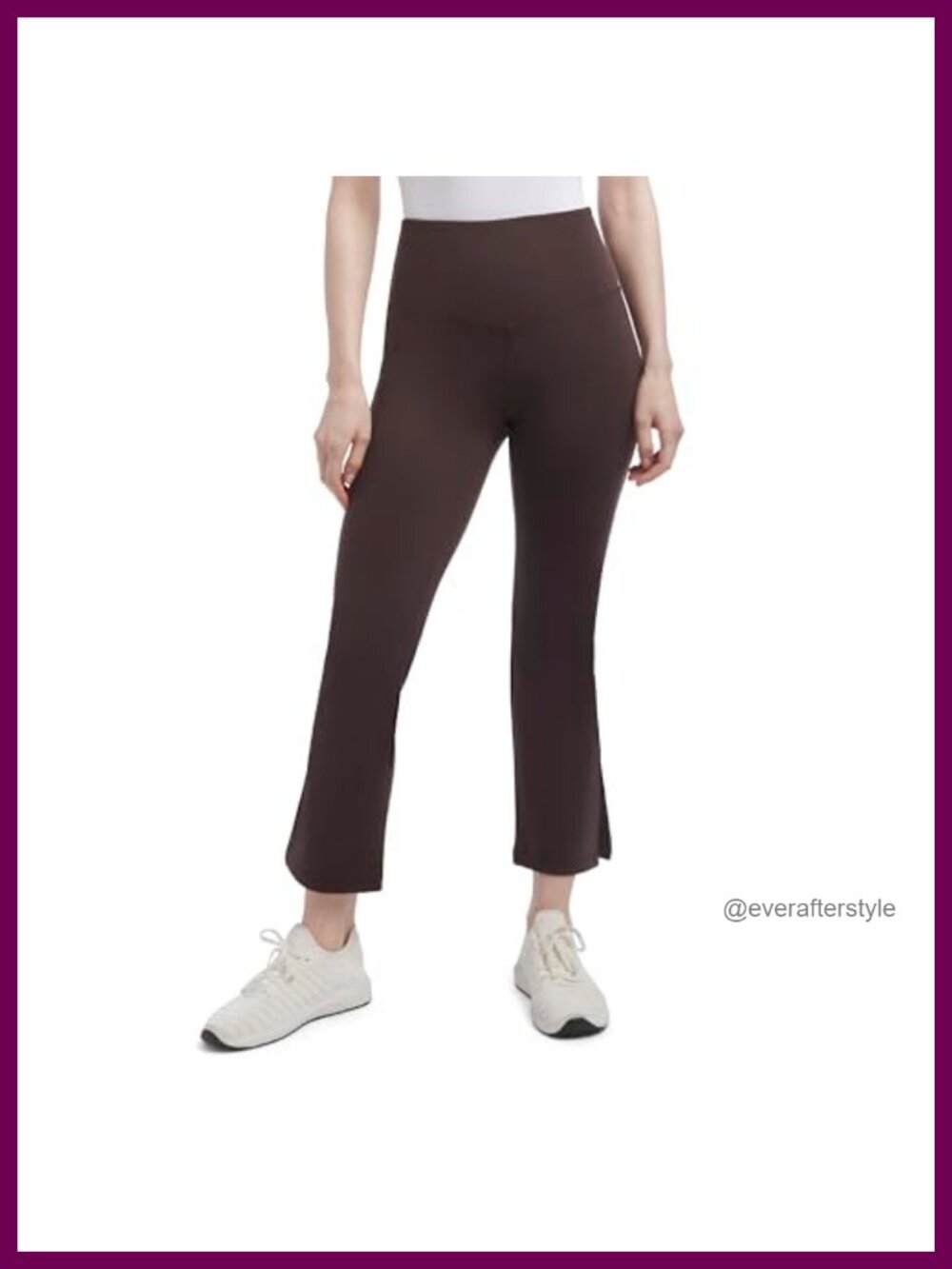 Women's Crop Flare Yoga Pants High Rise with Side Slit, Polyester Spandex
